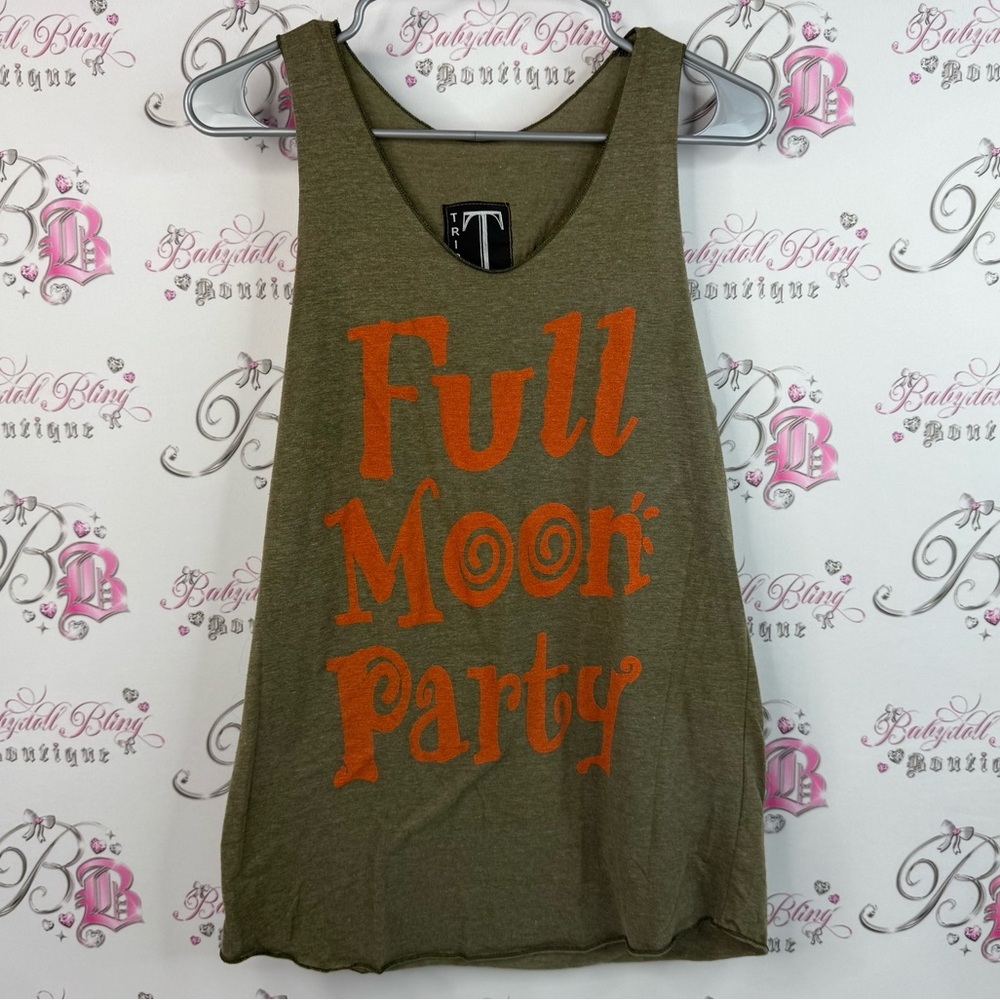 Triple T full moon party tank top orange Olive Green Tank Top Thailand party